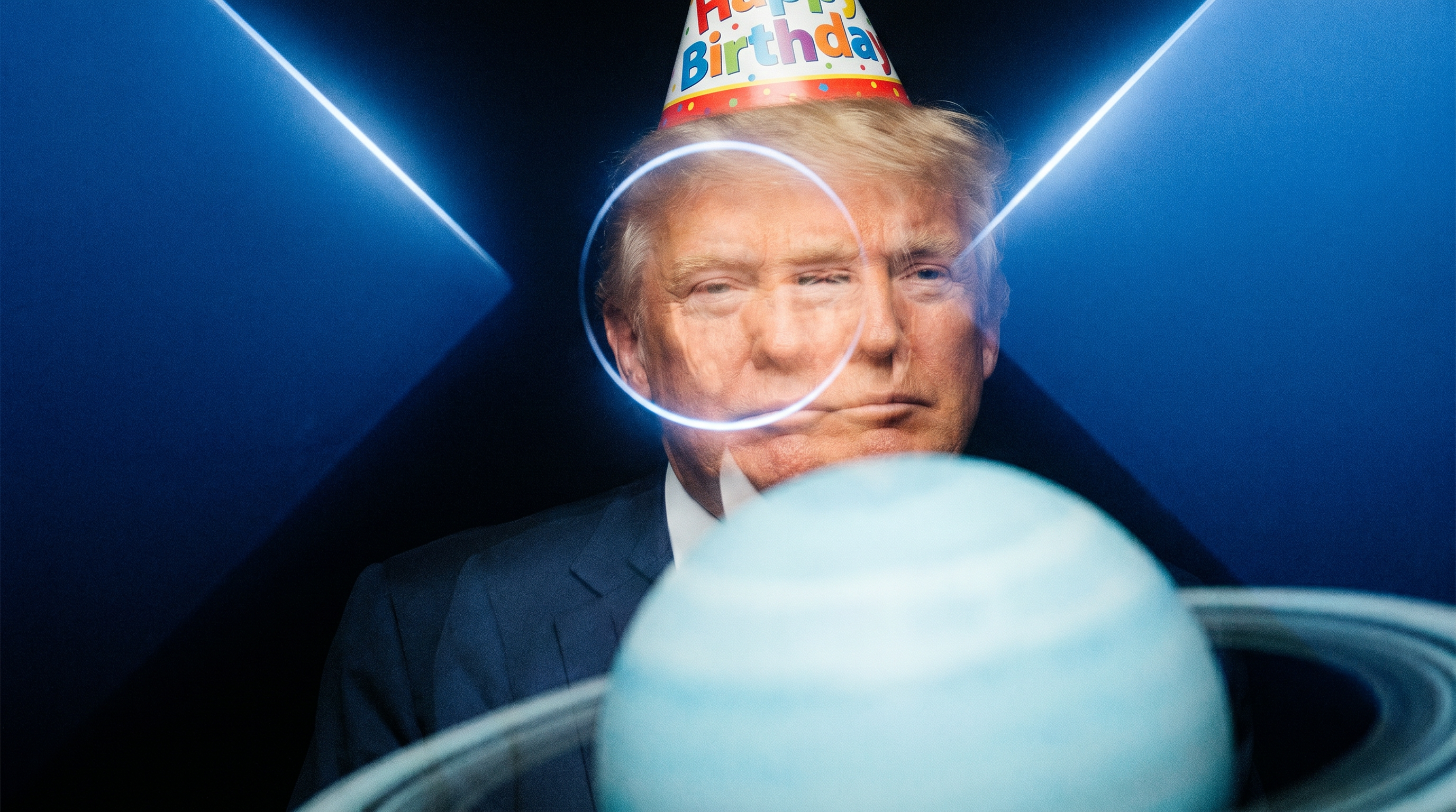 AI-generated illustration of the planet Uranus with astrological symbols and cosmic imagery