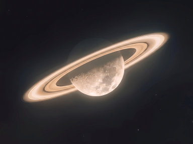 Glowing celestial portal with planets and cosmic light in deep space